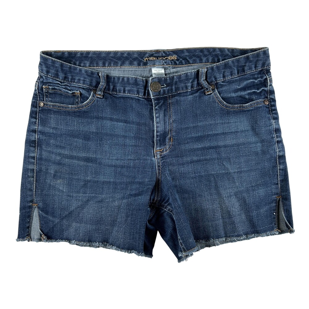 Maurices Shorts Womens 11/12 Blue Denim Cutoff Raw Hem Stretch Casual Summer